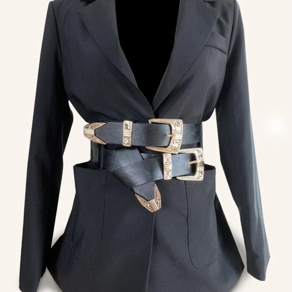 Wide snap Back Double Buckle Belt main image 9